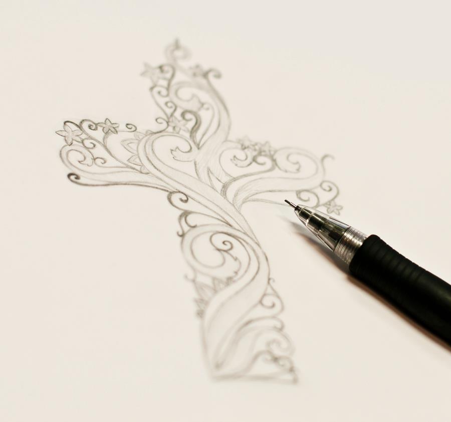 900x842 Handmade Silver Cross Sketch By Mirieldesign - Cross Sketch Images