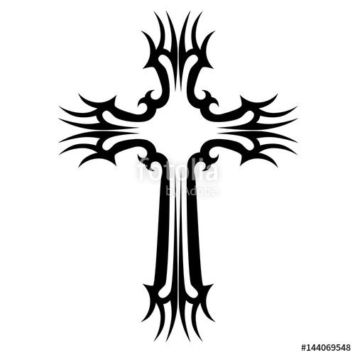 500x500 Tribal Cross Tattoo Designs And Meanings. Vector Sketch Of A - Cross Sketch Tattoo
