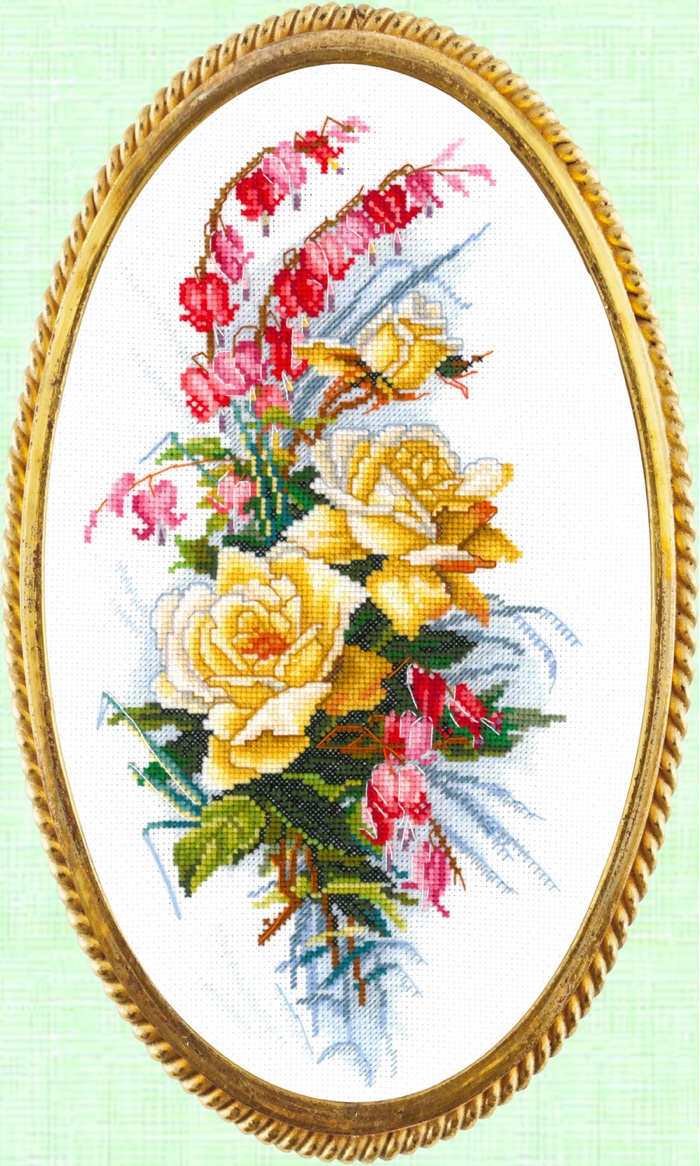 700x1166 Pink Sketch From Golden Hands - Cross Stitch Sketch