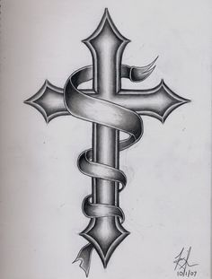 236x311 Cross Tattoo Sketch - Cross Tattoo Sketch