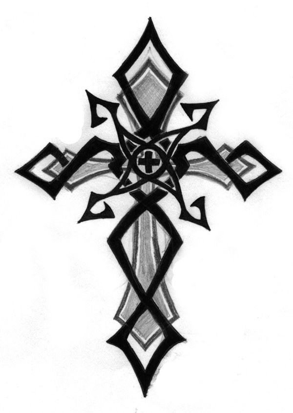 600x844 8 Tribal Cross Tattoo Designs And Stencils - Cross Tattoo Sketch
