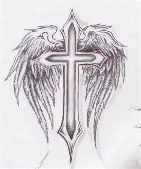 Cross With Wings Sketch at PaintingValley.com | Explore collection of ...