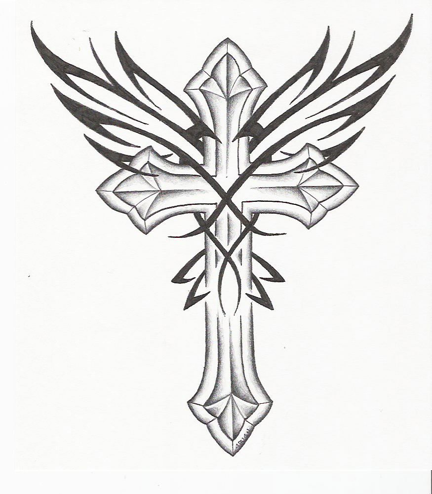 875x1001 Pin By Brady Bush On Tattoos Tattoos, Cross Tattoo - Cross With Wings Sketch