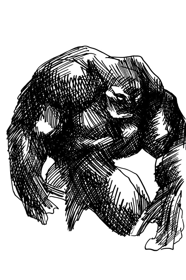 730x1095 Alien Cross Hatch Sketch By Tadashi Station - Crosshatch Sketch