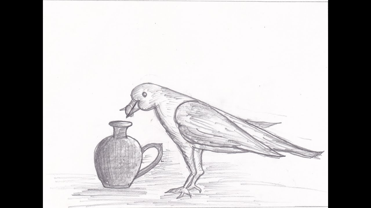 1280x720 How To Draw Thirsty Crow Sketch Drawing Tutorial !! Part 2 - Crow Sketch Images