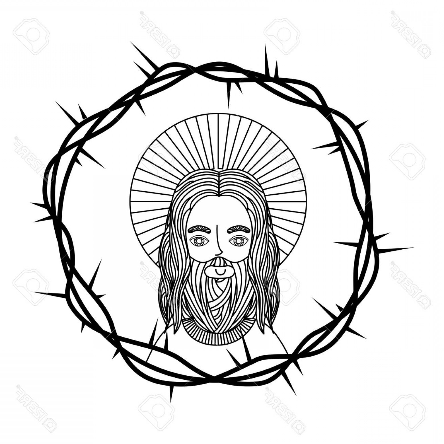 1560x1560 Jesus Face Crown Vector Shopatcloth - Crown Of Thorns Sketch