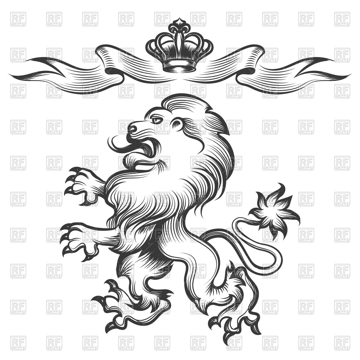 1200x1200 Hand Drawn Heraldic Lion Sketch With Crown Vector Image Vector - Crown Sketch