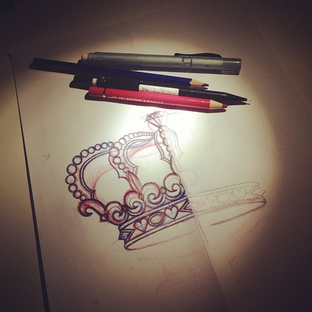 640x640 Drawing Night Session - Crown Tattoo Sketch