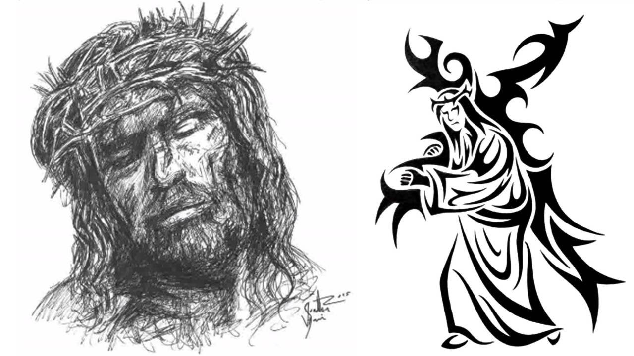 1280x720 Pen Sketch And Tribal Design Drawing Of Jesus Crucifixion - Crucifixion Sketch