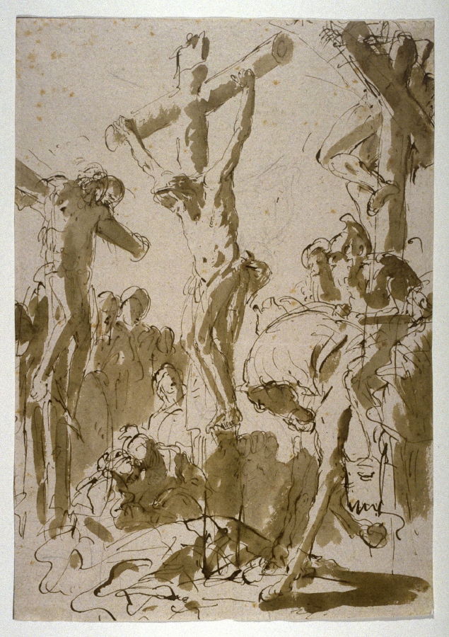 635x900 Recto Crucifixion Verso Figure Sketch (Half Figure Of The - Crucifixion Sketch
