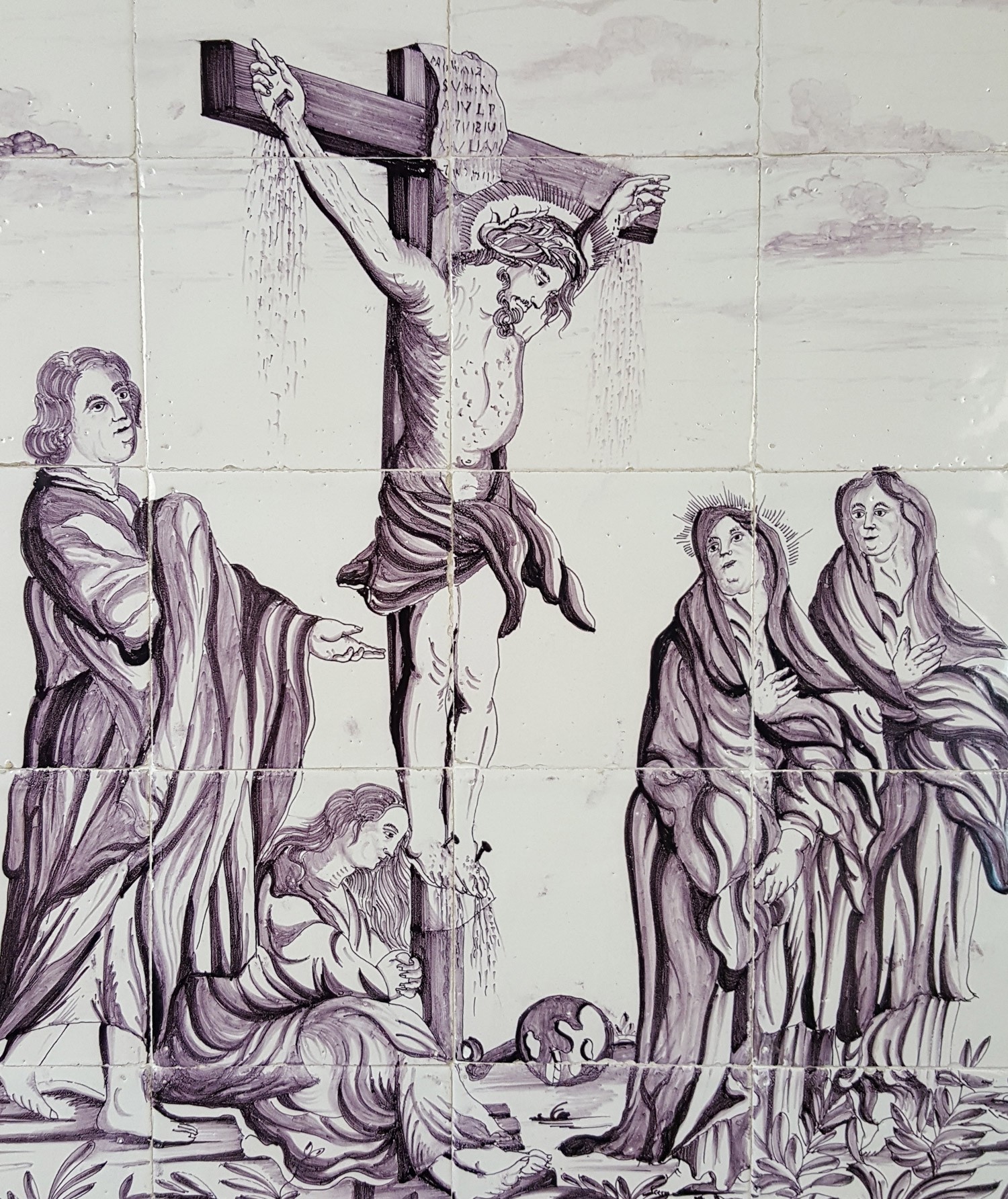 1500x1784 Antique Dutch Tile Mural With The Crucifixion Of Jesus, 18th - Crucifixion Sketch