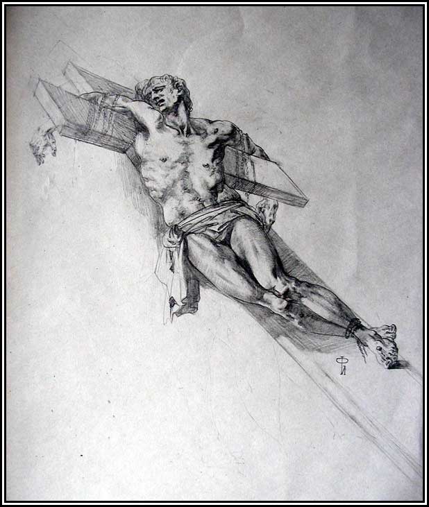 618x731 Artist Ilyas Phaizulline. Drawing Crucifixion - Crucifixion Sketch