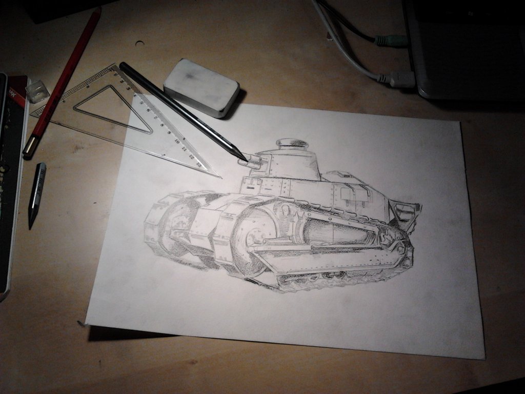 1024x768 Renault Ft 17 Crude Sketch By Cune - Crude Sketch