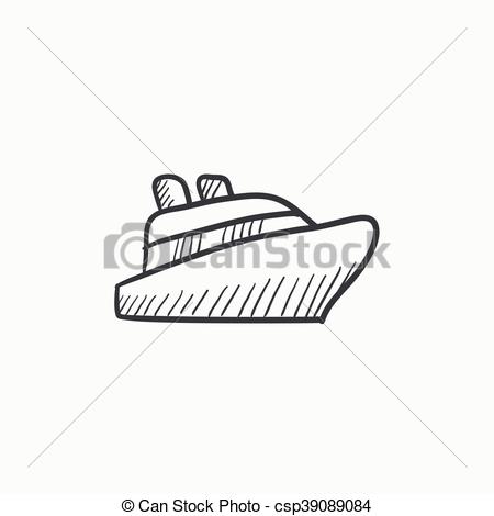 450x470 Cruise Ship Sketch Icon. Cruise Ship Vector Sketch Icon Isolated - Cruise Ship Sketch