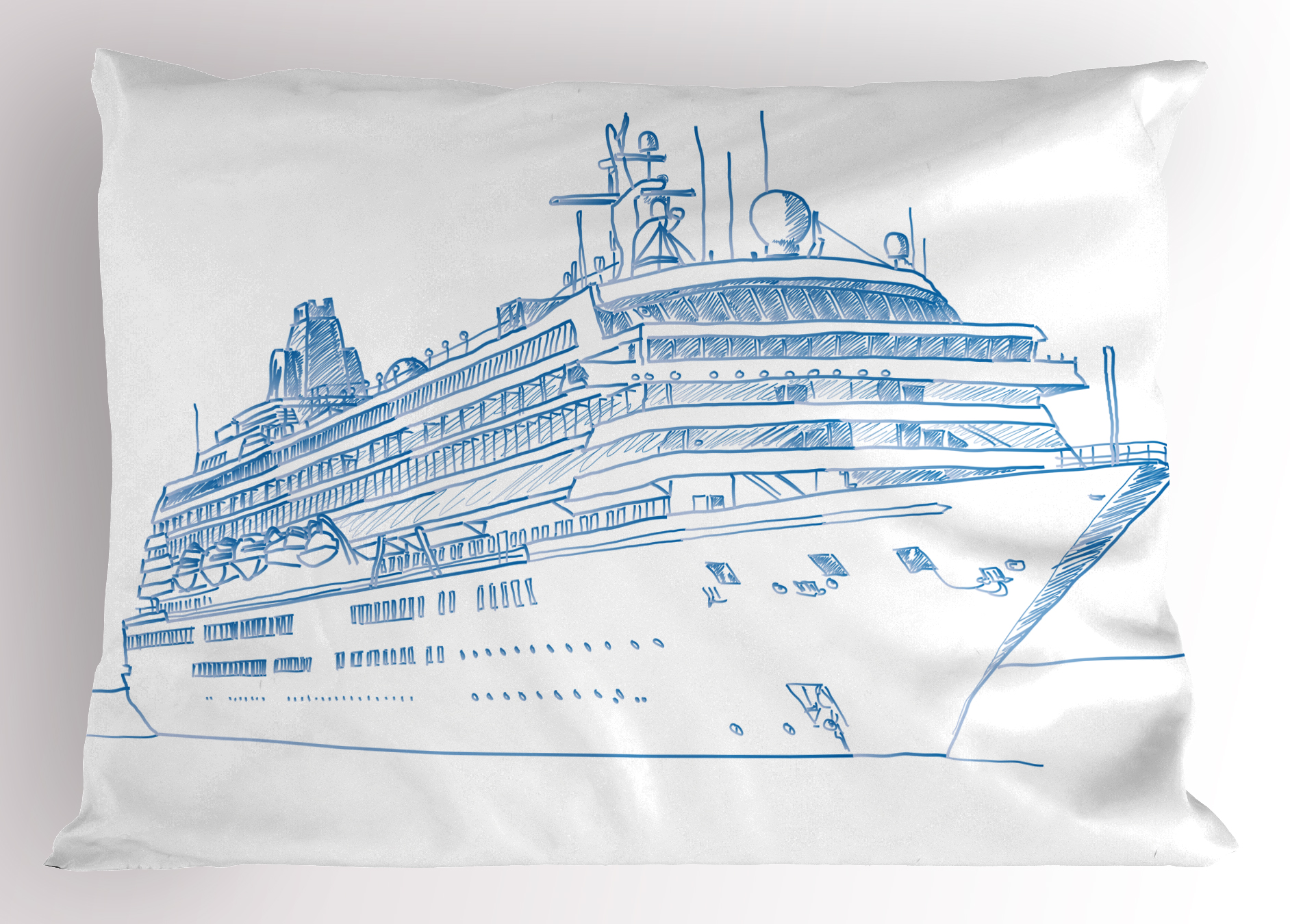 1884x1350 Marine Pillow Sham Hand Drawn Sketch Style Cruise Liner Ship - Cruise Ship Sketch