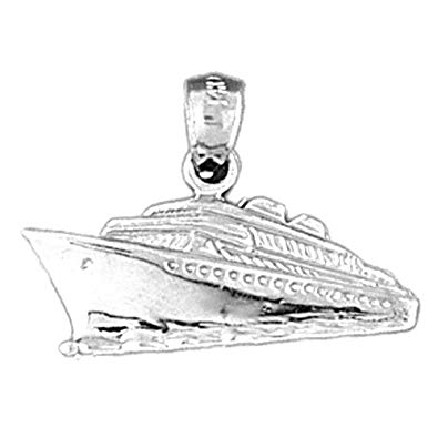 395x395 14k White Gold Cruise Ship Pendant - Cruise Ship Sketch