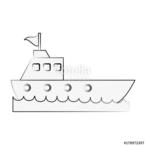 500x500 Cruise Ship On Water Icon Image Vector Illustration Design Black - Cruise Ship Sketch