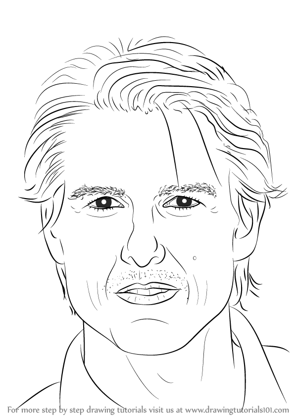 598x844 Learn How To Draw Tom Cruise (Celebrities) Step By Step Drawing - Cruise Sketch