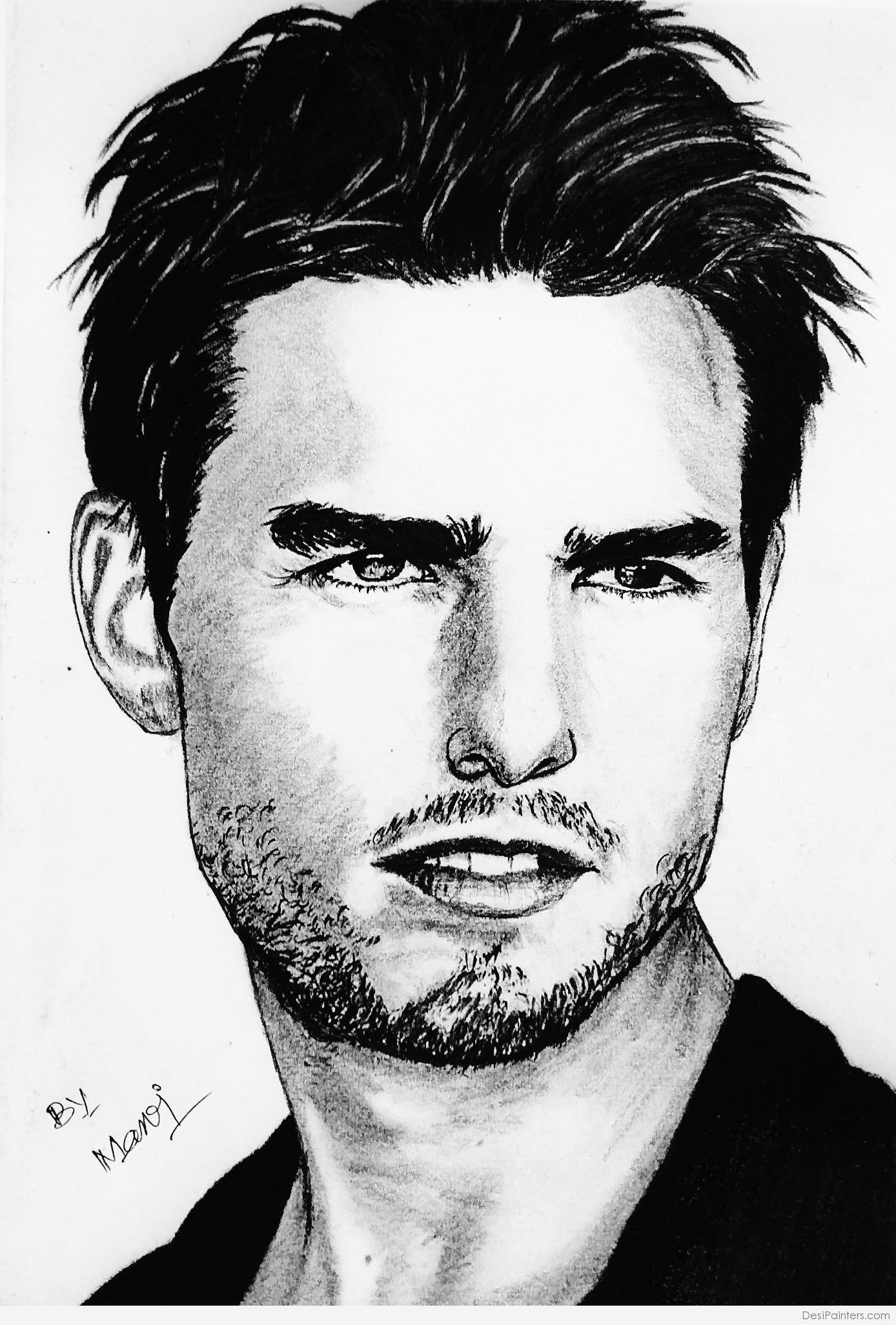 1388x2053 Awesome Pencil Sketch Of Tom Cruise - Cruise Sketch