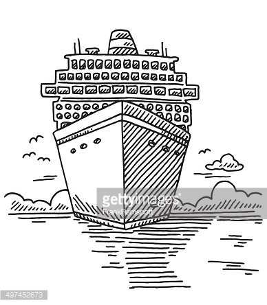 388x444 Vacation Clipart Cruise Ship - Cruise Sketch