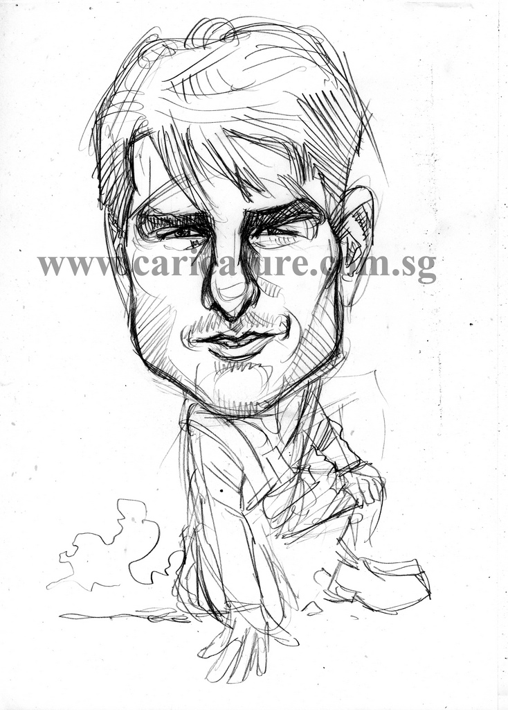 734x1024 Celebrity Caricatures - Cruise Sketch