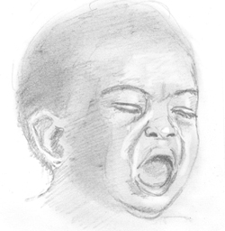 250x256 Baby, You No Cry O - Crying Baby Sketch