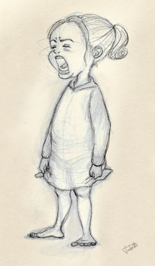 318x545 Baby Girl Sketches - Crying Baby Sketch