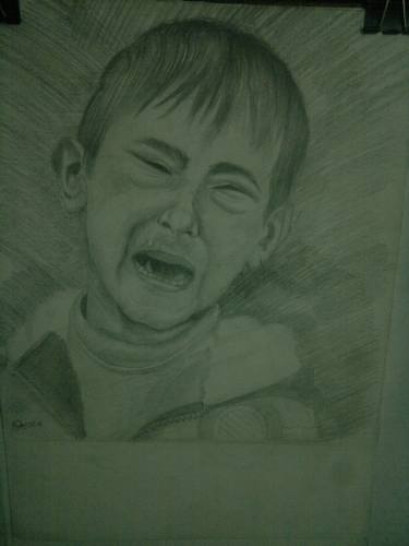 375x500 Homeless Baby Crying Drawing By Sajal Krisno Saatchi Art - Crying Baby Sketch