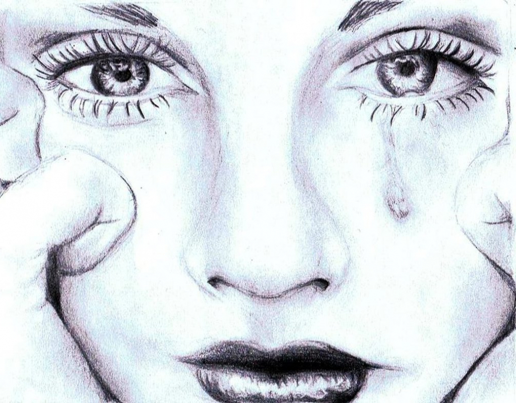1024x801 Gallery Sad Drawings Of People Crying, - Crying Face Sketch