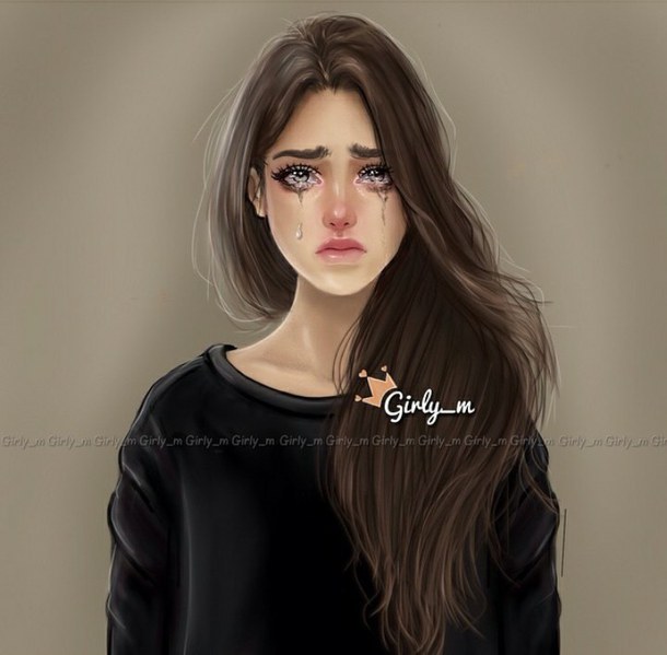 Crying Girl Sketch at PaintingValley.com | Explore collection of Crying ...