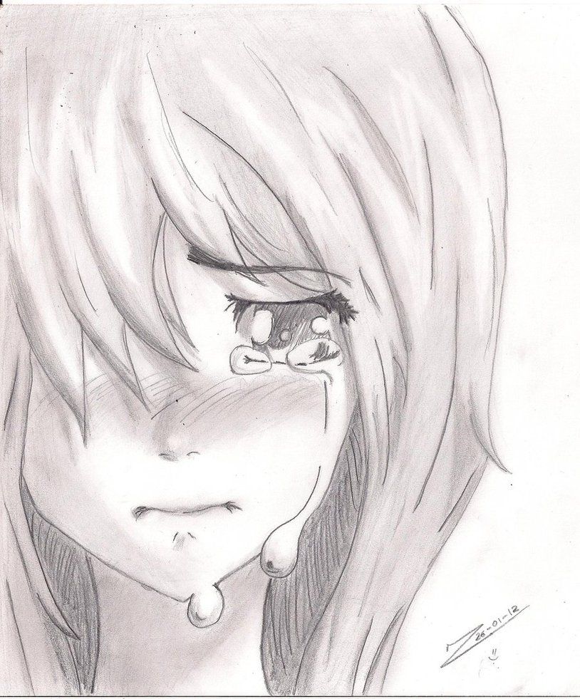 814x981 Anime Girl Crying Drawing Crying Girl By Jukanjo Drawings - Crying Girl Sketch
