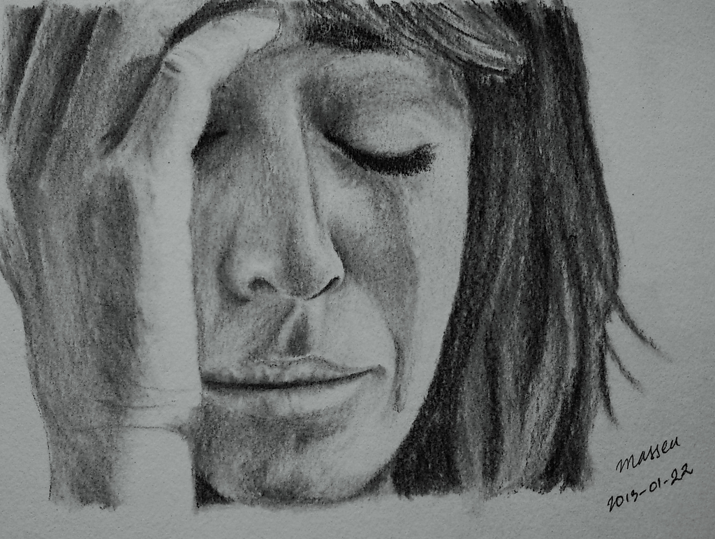 1024x771 Masseu Learns To Sketch Sad Woman Crying Sketch - Crying Sketch