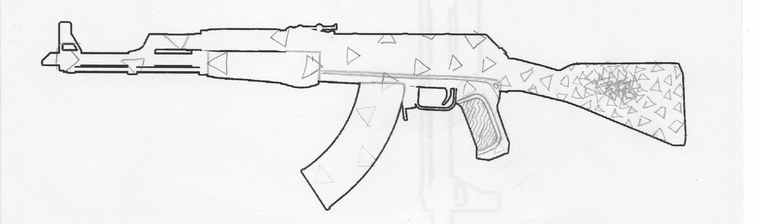 2544x752 Pc Csgo Geometric Error Ak47 Polycount - Csgo Sketch