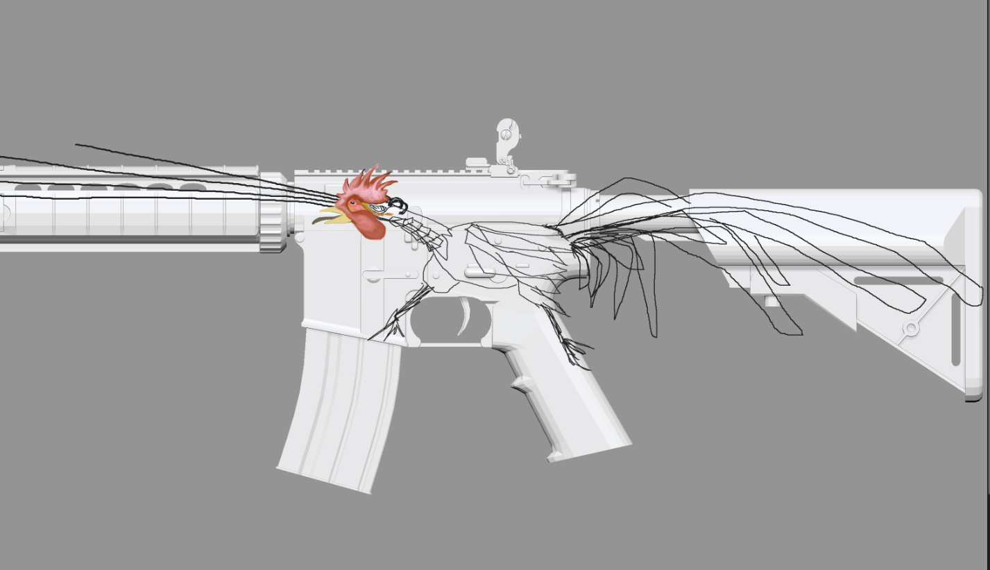 1427x822 Pc Csgo M4a4 Turbo Rooster (Wip) Polycount - Csgo Sketch