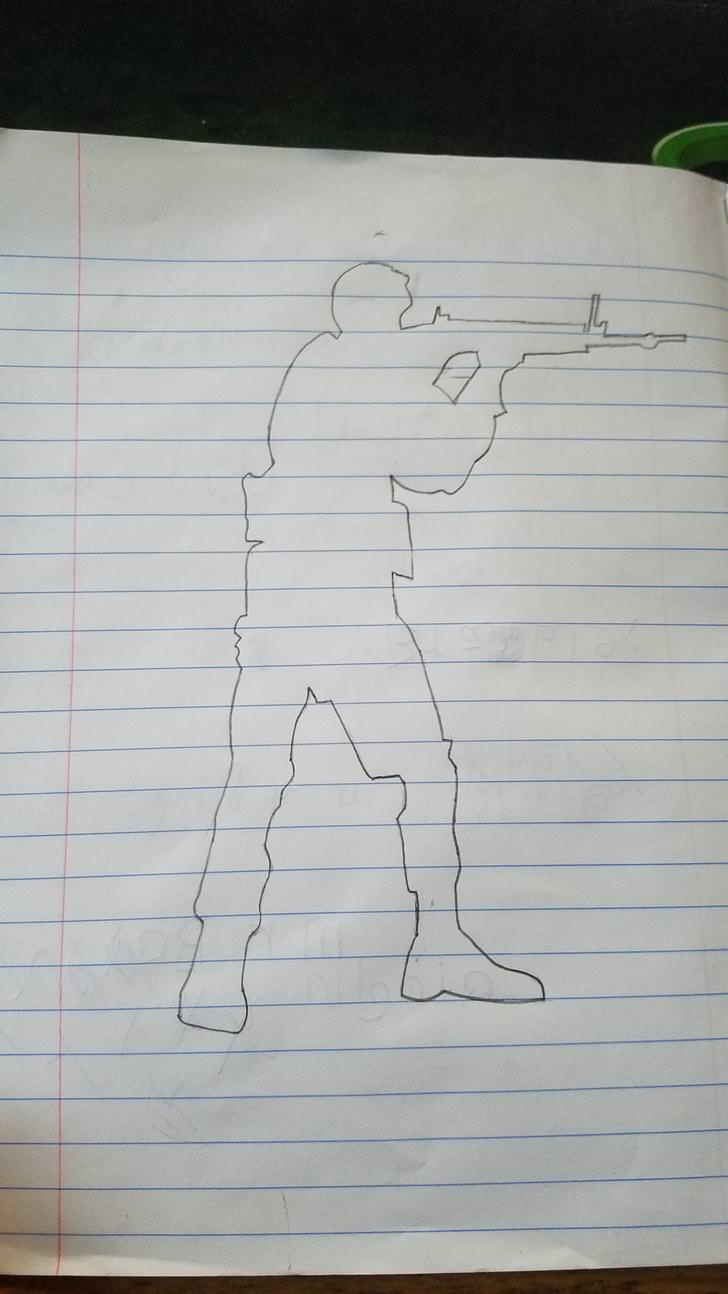 728x1294 Was Bored In Class And Decided To Sketch The Csgo Logo - Csgo Sketch