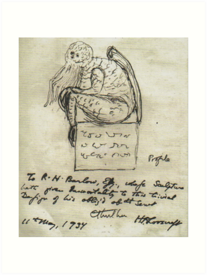 413x549 Cthulhu Sketch Lovecraft Horror Art Prints By Crimezombie Redbubble - Cthulhu Sketch