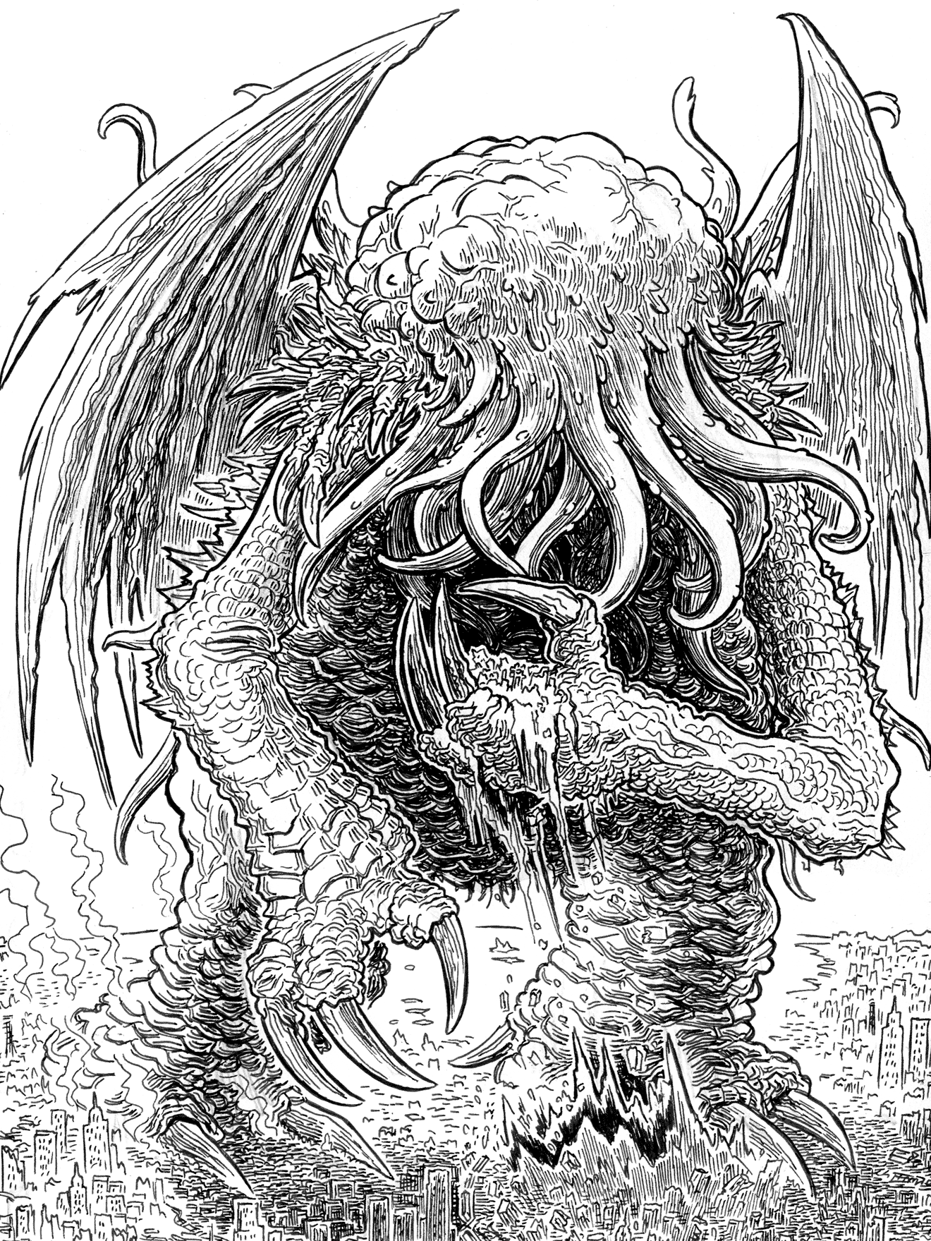 1320x1759 Lovecraft Sketch Mwf Cthulhu - Cthulhu Sketch