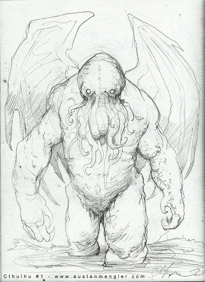 800x1101 Scary Sketches The Art Of Austen Mengler - Cthulhu Sketch