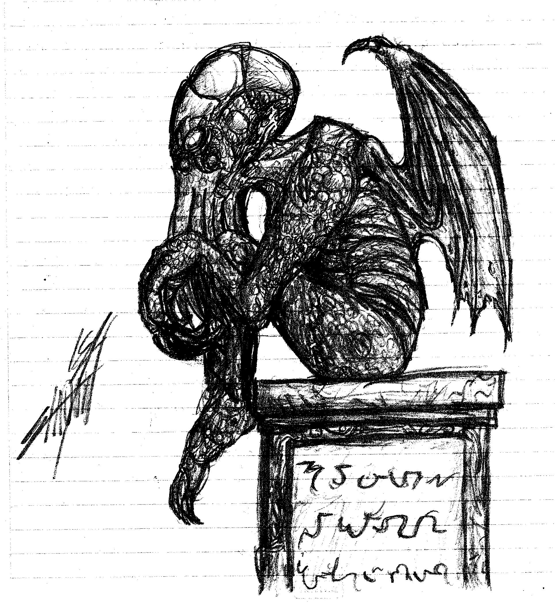 1929x2109 The Sketch Of Cthulhu By Shadow154 On Newgrounds - Cthulhu Sketch