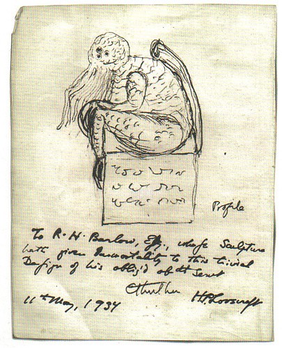 405x500 Cthulhu, Drawn By H.p. Lovecraft Himself Lovecraft Ezine - Cthulhu Sketch