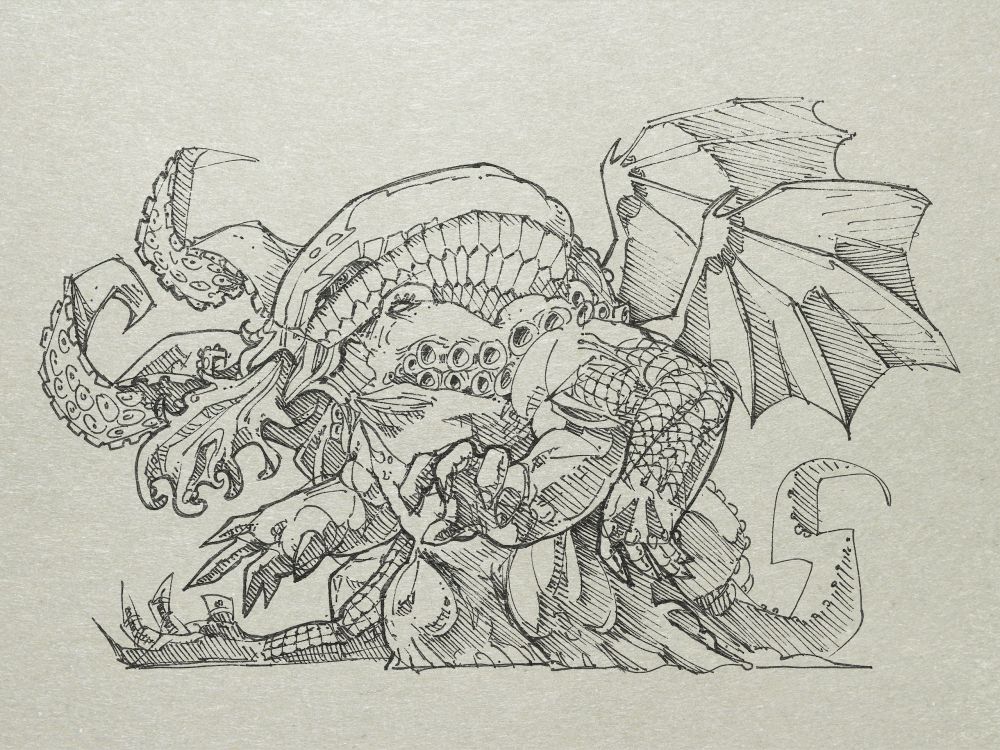 1000x750 Cthulhu Sketch Satanfudge Cthulhathon Sketches - Cthulhu Sketch