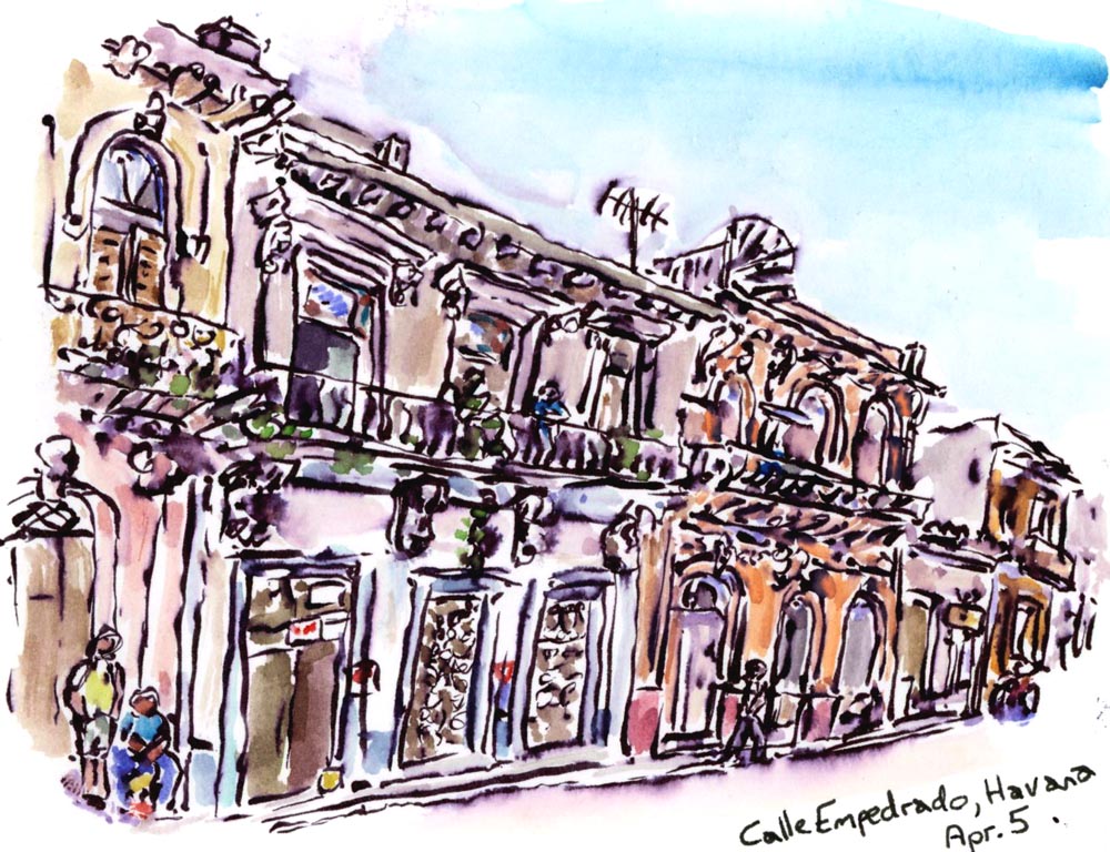 1000x768 Dave Huggard Drawings Cuba Day 7 Havana Streets And Galleries - Cuba Sketch