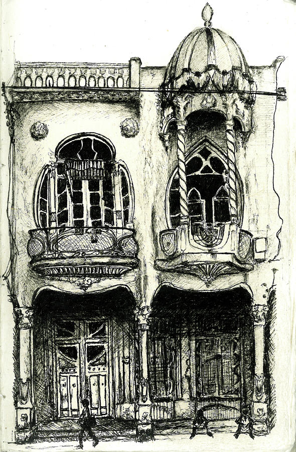 590x900 Havana, Cuba Drawing By Zaiga Morris - Cuba Sketch