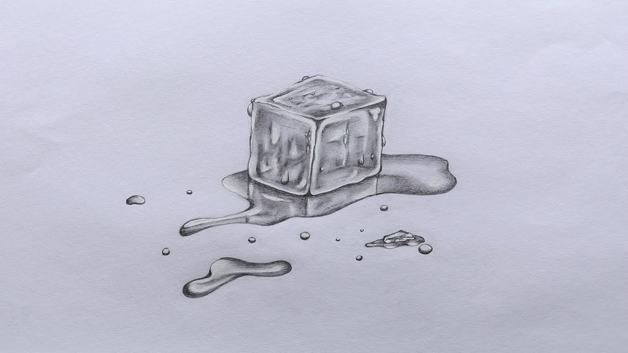 1280x720 How To Sketch An Ice Cube - Cube Sketch