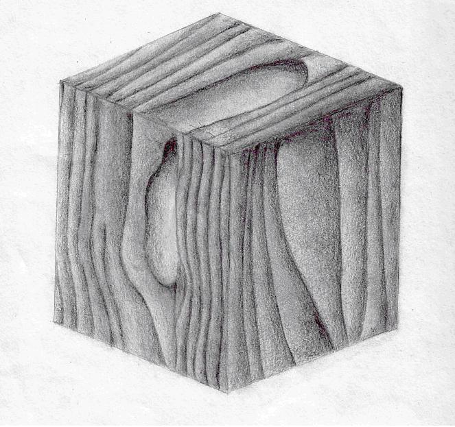 663x623 Pencil Sketch Of Wooden Cube My Chalkboard - Cube Sketch