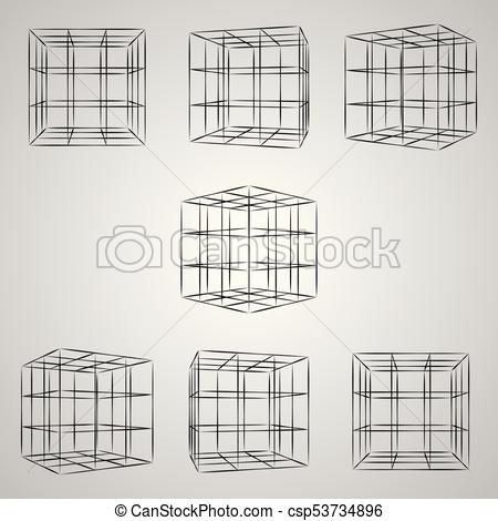 450x470 Wireframe 3d Cube - Cube Sketch