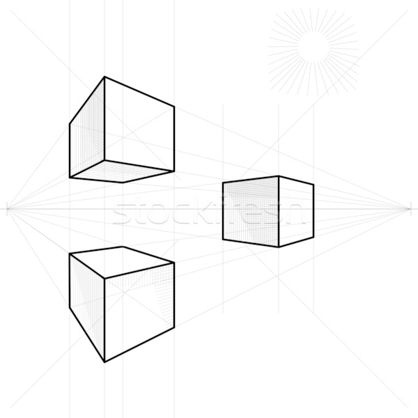 600x600 Vector Sketch Of A Cube In Perspective Vector Illustration Volha - Cube Sketch