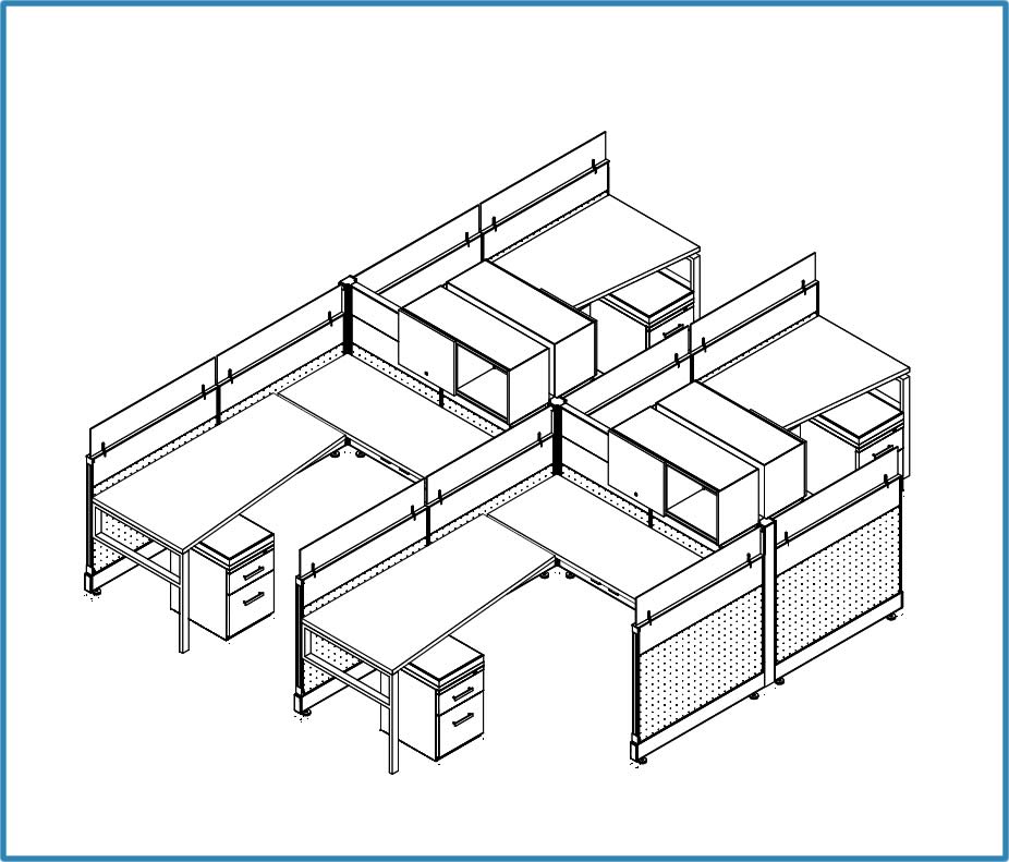 926x791 Novo Cubicles Maryland Commercial - Cubicle Sketch