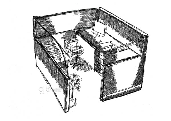 600x424 Office Cubicle Cubicle Workstation ( Square Pattern ) On Behance - Cubicle Sketch