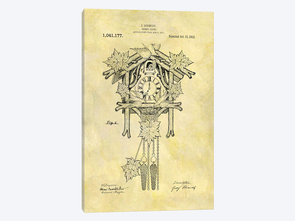 1000x750 J. Schmidt Cuckoo Clock Patent Sketch (Foxed) Can... Dan Sproul - Cuckoo Clock Sketch